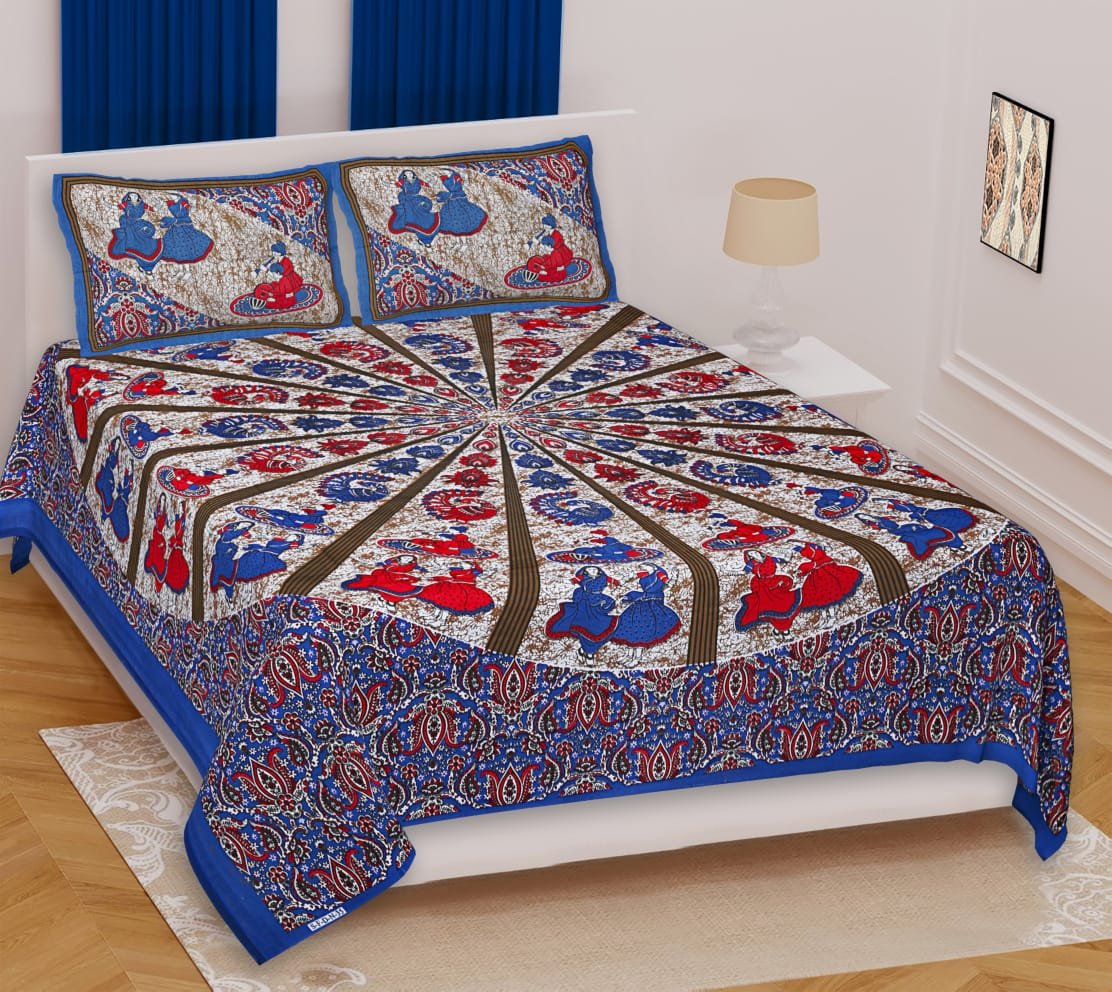 Festive Special Jaipuri Traditionally Printed Double Bedsheet