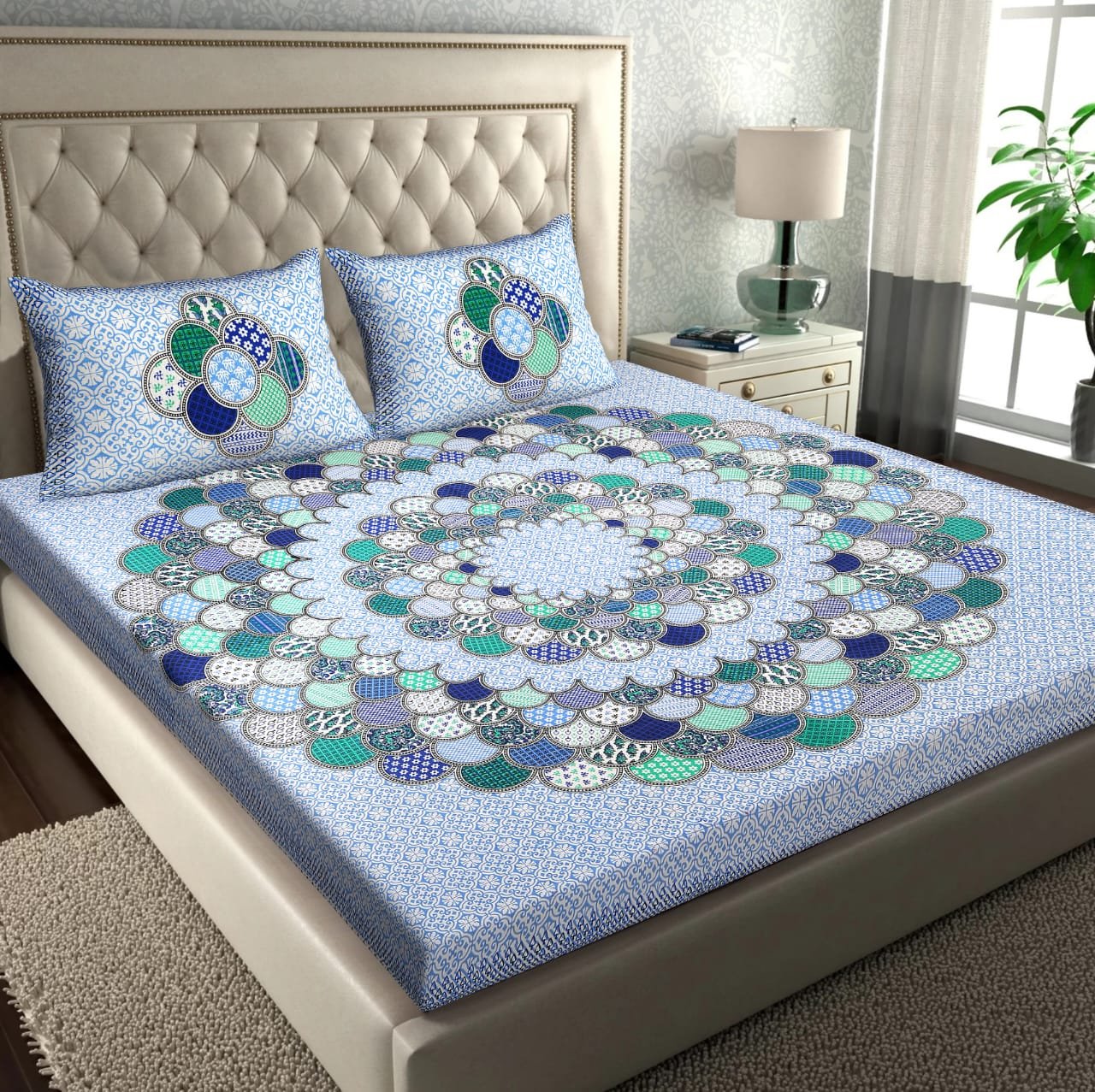 Aesthetic Multi Print Double Bedsheet